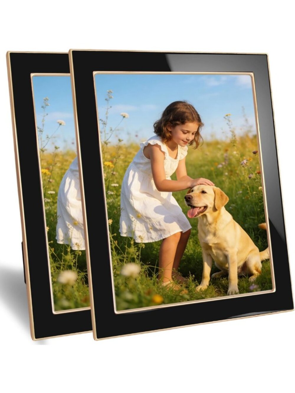 Elegant 8x10 Enamel Picture Frames with Gold Edge - Versatile Display for Home